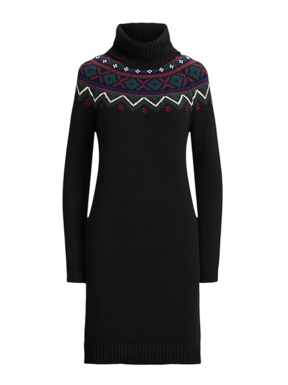 Lauren Ralph Lauren Fair Isle Turtleneck Sweater Dress M Women’s Long Sleeves